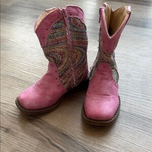 Roper Pink Girls Glitter Western Boots